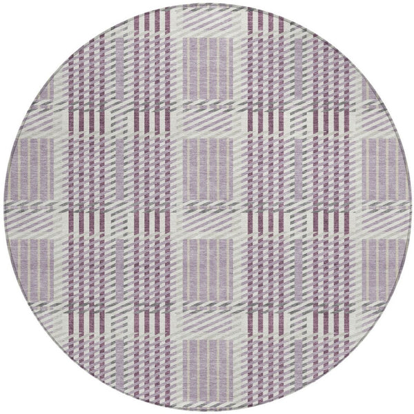 Homeroots 3' Artichoke Green Gray Brown Plaid Washable Area Rug For Indoor Outdoor Spaces, Durable & Stylish 8' Round Polyester 597573