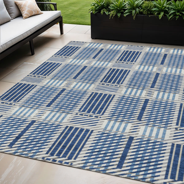 Homeroots 3' Artichoke Green Gray Brown Plaid Washable Area Rug For Indoor Outdoor Spaces, Durable & Stylish 5' X 8' Polyester 597578
