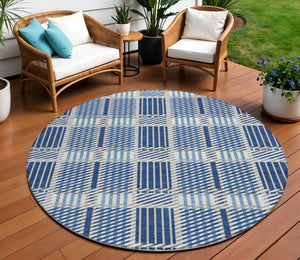 Homeroots 3' Artichoke Green Gray Brown Plaid Washable Area Rug For Indoor Outdoor Spaces, Durable & Stylish 8' Round Polyester 597579