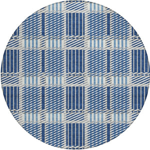 Homeroots 3' Artichoke Green Gray Brown Plaid Washable Area Rug For Indoor Outdoor Spaces, Durable & Stylish 8' Round Polyester 597579