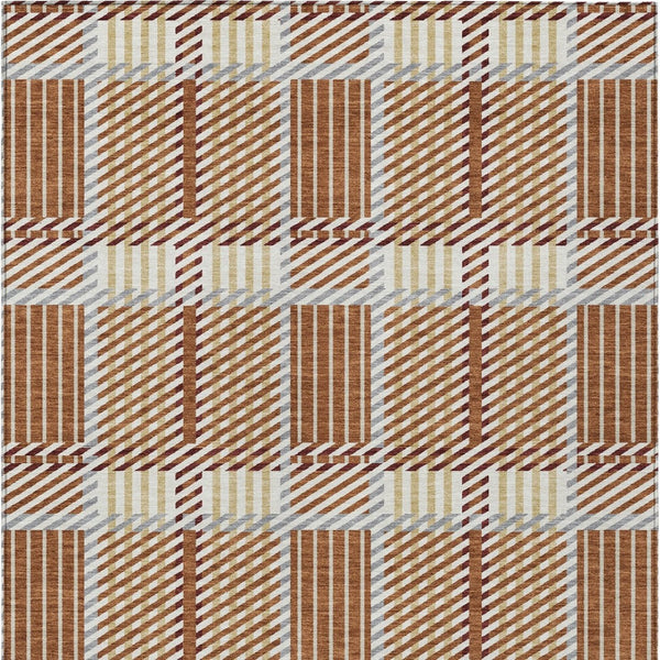 Homeroots 3' Artichoke Green Gray Brown Plaid Washable Area Rug For Indoor Outdoor Spaces, Durable & Stylish 5' X 8' Polyester 597584