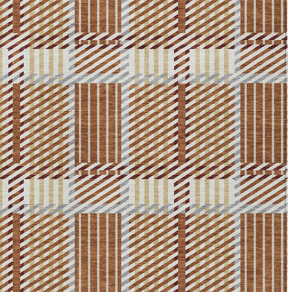 Homeroots 3' Artichoke Green Gray Brown Plaid Washable Area Rug For Indoor Outdoor Spaces, Durable & Stylish 5' X 8' Polyester 597584