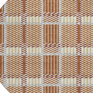 Homeroots 3' Artichoke Green Gray Brown Plaid Washable Area Rug For Indoor Outdoor Spaces, Durable & Stylish 8' Round Polyester 597585