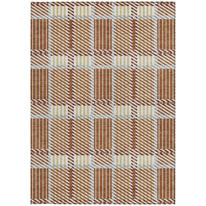Homeroots 3' Artichoke Green Gray Brown Plaid Washable Area Rug For Indoor Outdoor Spaces, Durable & Stylish 9' X 12' Polyester 597587