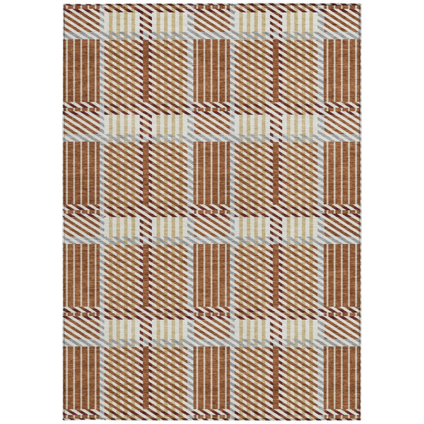 Homeroots 3' Artichoke Green Gray Brown Plaid Washable Area Rug For Indoor Outdoor Spaces, Durable & Stylish 9' X 12' Polyester 597587