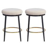 Christopher Knight Home® - Noble House - - 24.75'' Modern Counter Stools Set Of 2,White Counter Stools With Iron Frame,Sponge Cushion,Footrest,Suitable For Kitchen/Bedroom/Dining Room.