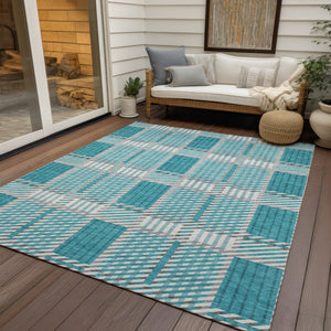 Homeroots 3' Artichoke Green Gray Brown Plaid Washable Area Rug For Indoor Outdoor Spaces, Durable & Stylish 10' X 14' Polyester 597594