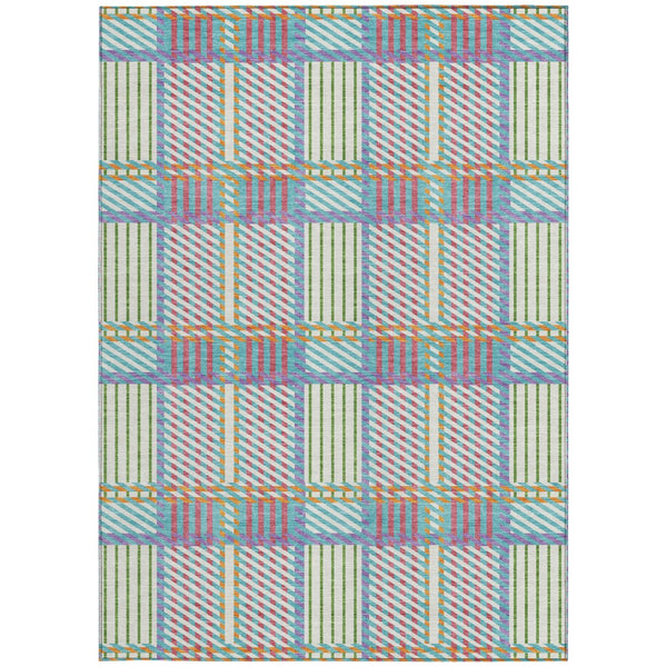 Homeroots 3' Artichoke Green Gray Brown Plaid Washable Area Rug For Indoor Outdoor Spaces, Durable & Stylish 3' X 5' Polyester 597595