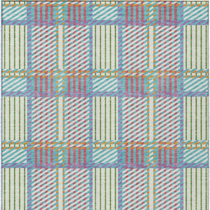 Homeroots 3' Artichoke Green Gray Brown Plaid Washable Area Rug For Indoor Outdoor Spaces, Durable & Stylish 5' X 8' Polyester 597596