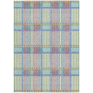 Homeroots 3' Artichoke Green Gray Brown Plaid Washable Area Rug For Indoor Outdoor Spaces, Durable & Stylish 5' X 8' Polyester 597596