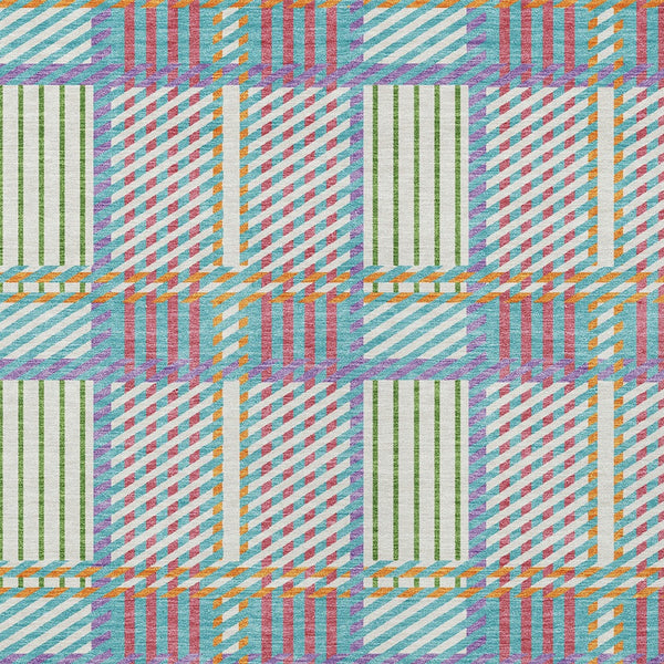 Homeroots 3' Artichoke Green Gray Brown Plaid Washable Area Rug For Indoor Outdoor Spaces, Durable & Stylish 8' X 10' Polyester 597598