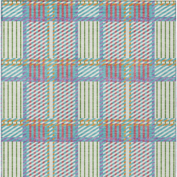 Homeroots 3' Artichoke Green Gray Brown Plaid Washable Area Rug For Indoor Outdoor Spaces, Durable & Stylish 8' X 10' Polyester 597598