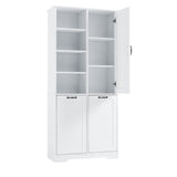 English Elm Bathroom Storage Cabinet With Doors and Drawers, Tilt-Out Laundry Hamper, Multiple Storage Space, Freestanding Style, Open Shelve, Adjustable Shelf, White (Old Sku:Wf530560Aak)