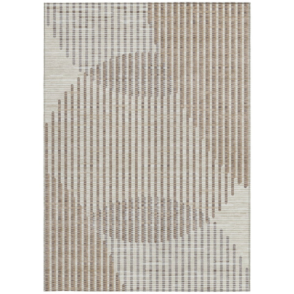 Homeroots 3' Beige And Ivory Geometric Washable Rug - Perfect For Indoor And Outdoor Spaces, Stylish & Durable 3' X 5' Polyester 597601