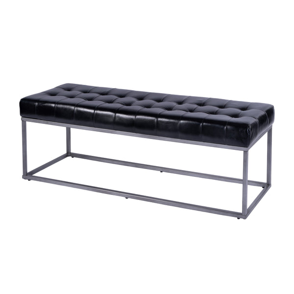 Butler Knox 54" Rectangular Tufted Leather and Iron Accent Bench – Stylish, Durable, Versatile Seating