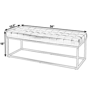 Butler Knox 54" Rectangular Tufted Leather and Iron Accent Bench – Stylish, Durable, Versatile Seating