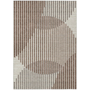 HomeRoots 5' Modern Brown and Beige Geometric Indoor Outdoor Area Rug - Durable, Washable, Stylish Accent Piece 5' X 8' 597608