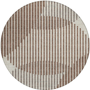 Homeroots 3' Beige And Ivory Geometric Washable Rug - Perfect For Indoor And Outdoor Spaces, Stylish & Durable 8' Round Polyester 597609