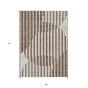 Homeroots 3' Beige And Ivory Geometric Washable Rug - Perfect For Indoor And Outdoor Spaces, Stylish & Durable 8' X 10' Polyester 597610