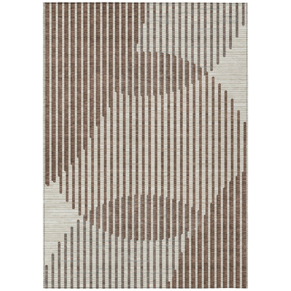 HomeRoots 9' Geometric Washable Area Rug - Stylish Brown & Beige Design for Indoor/Outdoor Comfort & Durability 597611