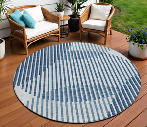 Homeroots 3' Beige And Ivory Geometric Washable Rug - Perfect For Indoor And Outdoor Spaces, Stylish & Durable 8' Round Polyester 597615