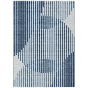 HomeRoots 9' X 12' Blue and Ivory Geometric Indoor Outdoor Area Rug – Stylish, Durable, Washable, Versatile Design 597617