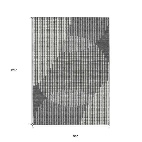 Homeroots 3' Beige And Ivory Geometric Washable Rug - Perfect For Indoor And Outdoor Spaces, Stylish & Durable 8' X 10' Polyester 597622