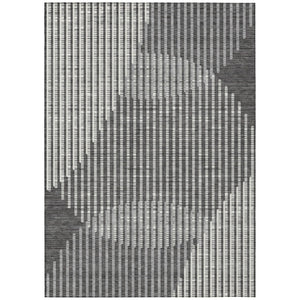 HomeRoots 5' Charcoal and Ivory Geometric Rug – Durable, Washable Design for Indoor and Outdoor Spaces 10' X 14' 597624