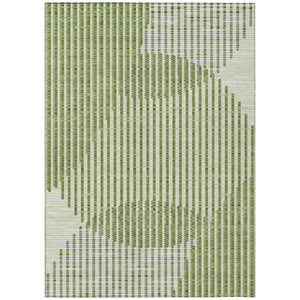 HomeRoots 5' Green and Ivory Geometric Area Rug - Stylish, Washable Indoor/Outdoor Design for High-Traffic Spaces 8' X 10' 597628