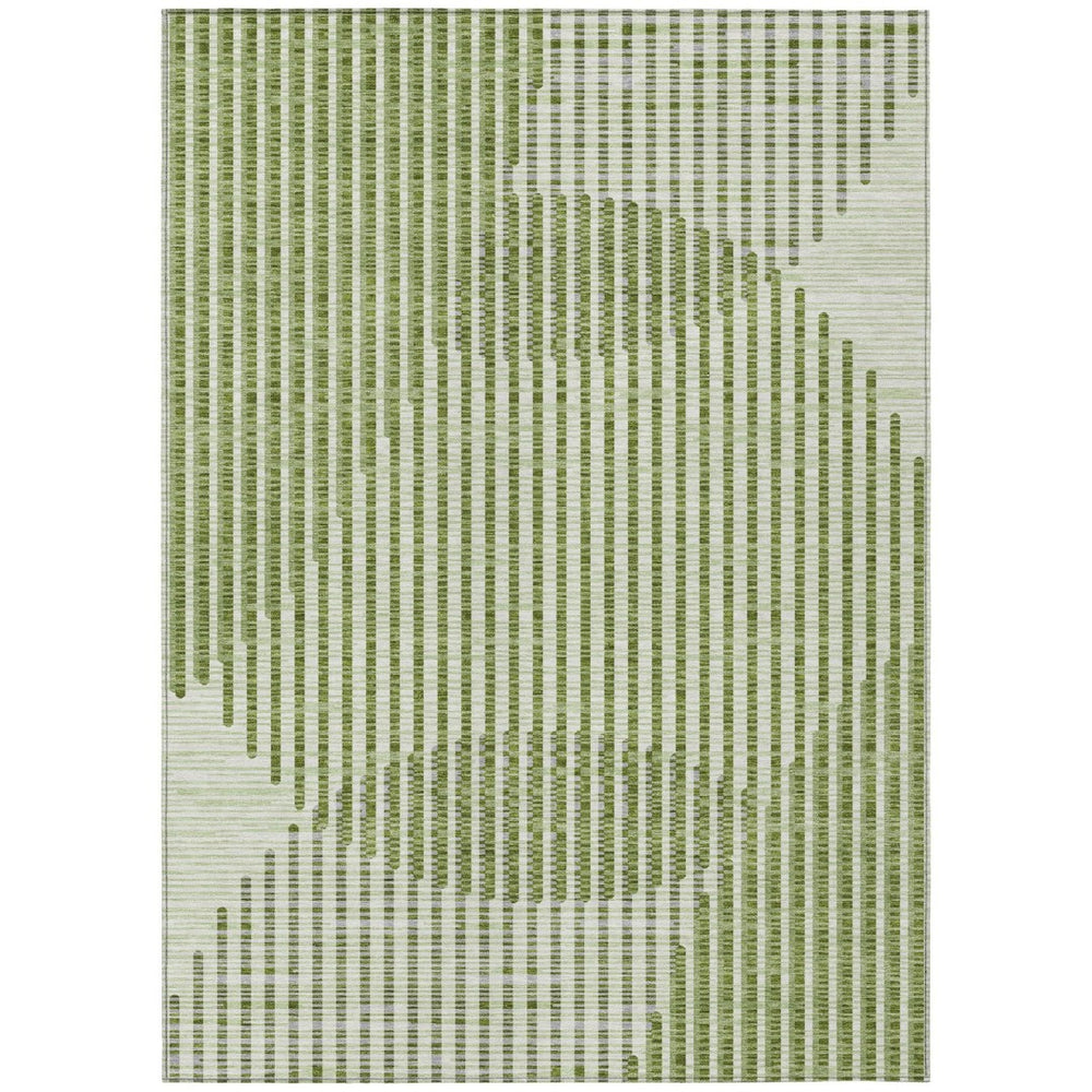HomeRoots 9' X 12' Geometric Washable Indoor-Outdoor Area Rug - Stylish Green & Ivory for Versatile Spaces 597629