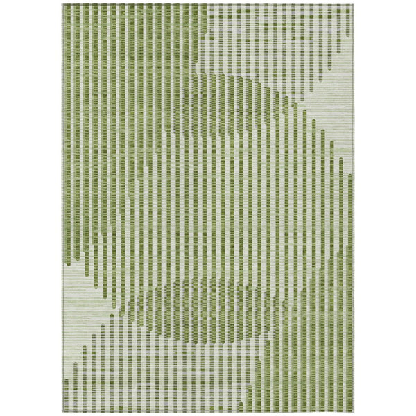 HomeRoots 5' Green and Ivory Geometric Area Rug - Stylish, Washable Indoor/Outdoor Design for High-Traffic Spaces 10' X 14' 597630