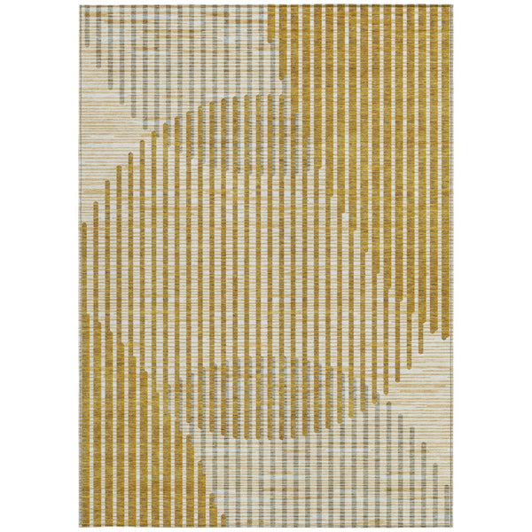 Homeroots 3' Beige And Ivory Geometric Washable Rug - Perfect For Indoor And Outdoor Spaces, Stylish & Durable 5' X 8' Polyester 597632