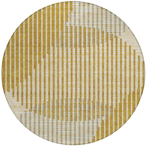 Homeroots 3' Beige And Ivory Geometric Washable Rug - Perfect For Indoor And Outdoor Spaces, Stylish & Durable 8' Round Polyester 597633