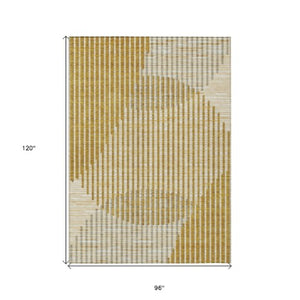 Homeroots 3' Beige And Ivory Geometric Washable Rug - Perfect For Indoor And Outdoor Spaces, Stylish & Durable 8' X 10' Polyester 597634
