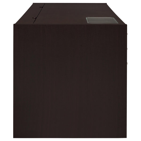 English Elm Halston Cappuccino 3-Drawer Desk with Keyboard Tray — 60" Modern Office Workstation, Sleek Storage, Ergonomic Design B062P344899