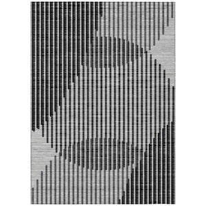 HomeRoots 5' Transform Your Space with a Stylish Gray and Black Geometric Washable Indoor-Outdoor Area Rug 8' X 10' 597640