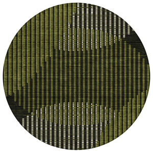 HomeRoots 5' Modern Olive Green and Black Geometric Washable Rug for Stylish Indoor and Outdoor Spaces 8' Round 597645
