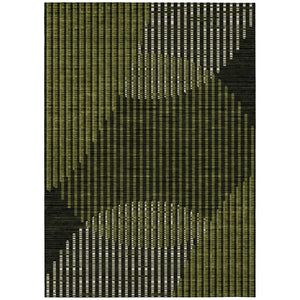 HomeRoots 5' Modern Olive Green and Black Geometric Washable Rug for Stylish Indoor and Outdoor Spaces 8' X 10' 597646