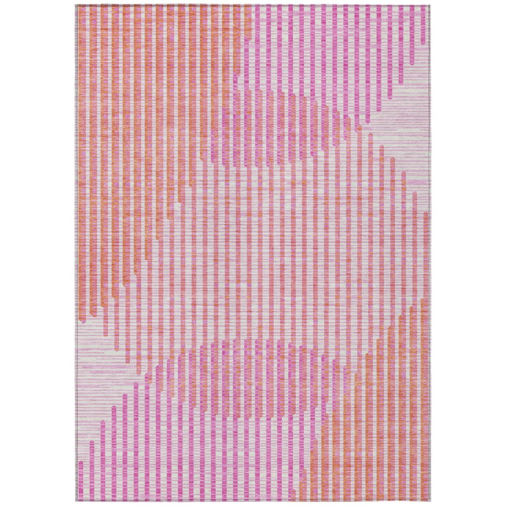 HomeRoots 5' Contemporary Pink Copper Ivory Geometric Area Rug – Durable, Washable, Stylish for Indoors/Outdoors 10' X 14' 597654