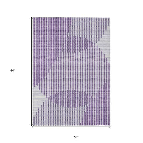 Homeroots 3' Beige And Ivory Geometric Washable Rug - Perfect For Indoor And Outdoor Spaces, Stylish & Durable 3' X 5' Polyester 597655