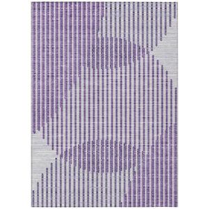 HomeRoots 5' Stylish Purple Gray Ivory Geometric Washable Area Rug for Indoor and Outdoor Spaces, Durable Design 5' X 8' 597656