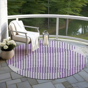 Homeroots 3' Beige And Ivory Geometric Washable Rug - Perfect For Indoor And Outdoor Spaces, Stylish & Durable 8' Round Polyester 597657