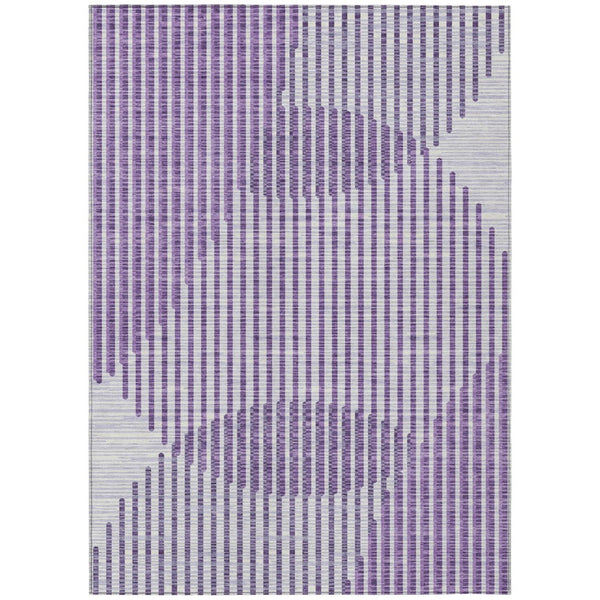 HomeRoots 5' Stylish Purple Gray Ivory Geometric Washable Area Rug for Indoor and Outdoor Spaces, Durable Design 8' X 10' 597658