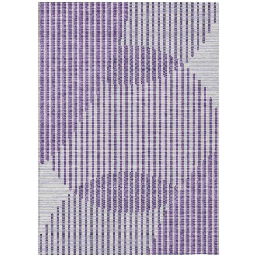 HomeRoots 9' X 12' Geometric Purple Gray Ivory Washable Area Rug for Indoor Outdoor Spaces, Durable & Stylish 597659