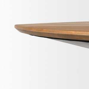 HomeRoots 63" Modern Round Solid Wood and Metal Pedestal Dining Table - Stylish, Durable, Seats 4 Comfortably 597661