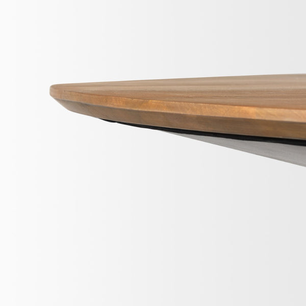 HomeRoots 63" Modern Round Solid Wood and Metal Pedestal Dining Table - Stylish, Durable, Seats 4 Comfortably 597661