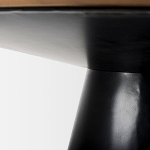 HomeRoots 63" Modern Round Solid Wood and Metal Pedestal Dining Table - Stylish, Durable, Seats 4 Comfortably 597661