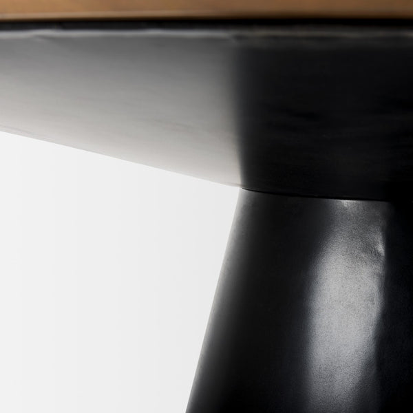 HomeRoots 63" Modern Round Solid Wood and Metal Pedestal Dining Table - Stylish, Durable, Seats 4 Comfortably 597661