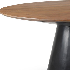 HomeRoots 63" Modern Round Solid Wood and Metal Pedestal Dining Table - Stylish, Durable, Seats 4 Comfortably 597661