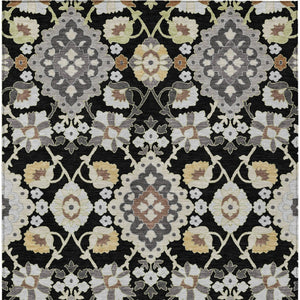 Homeroots 3' Stylish Black Gray Brown Oriental Washable Area Rug For Indoor Outdoor Comfort And Durability 3' X 5' Polyester 597662